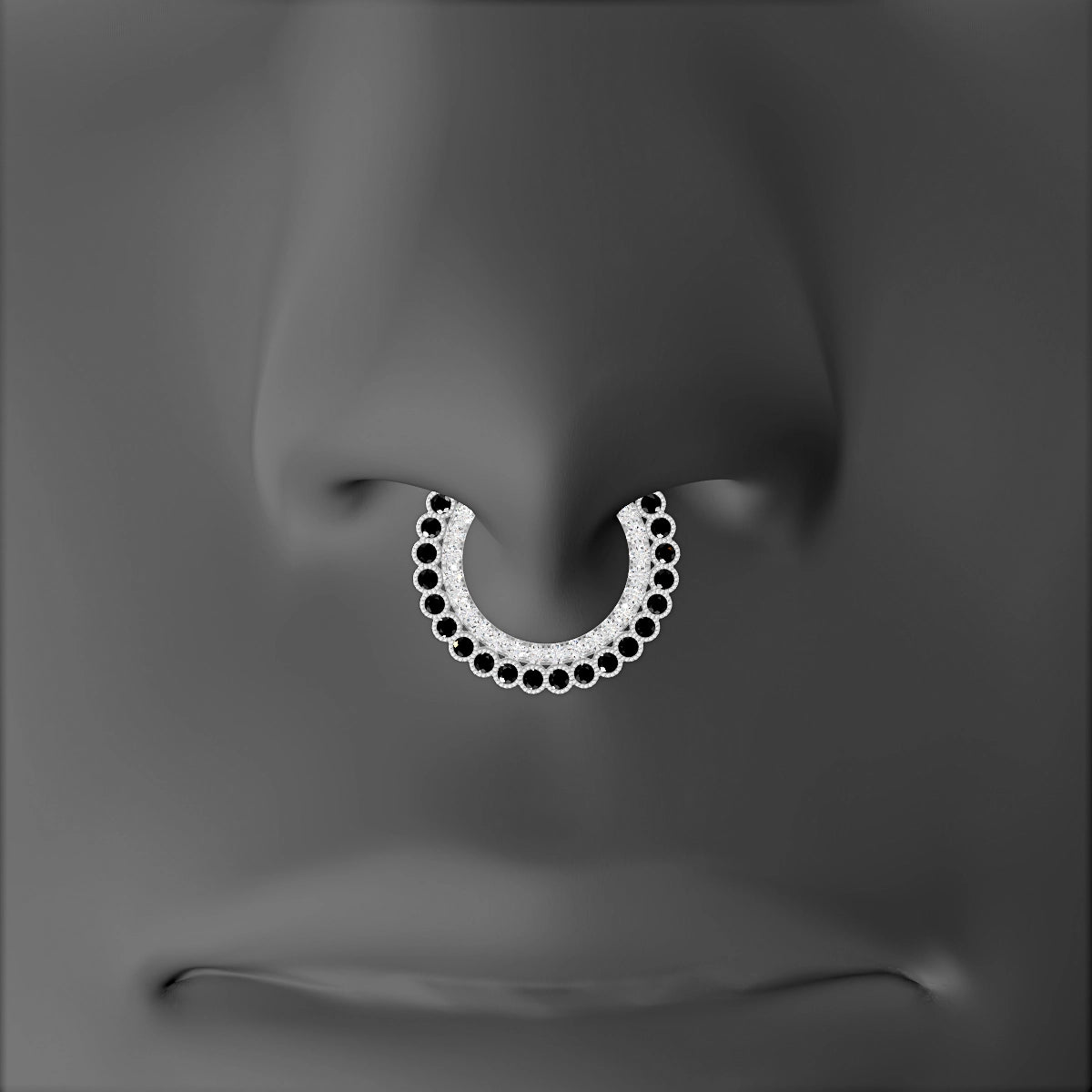 Cassandre | 18k White Gold 9.5 mm Black Diamond & Diamond Septum Piercing