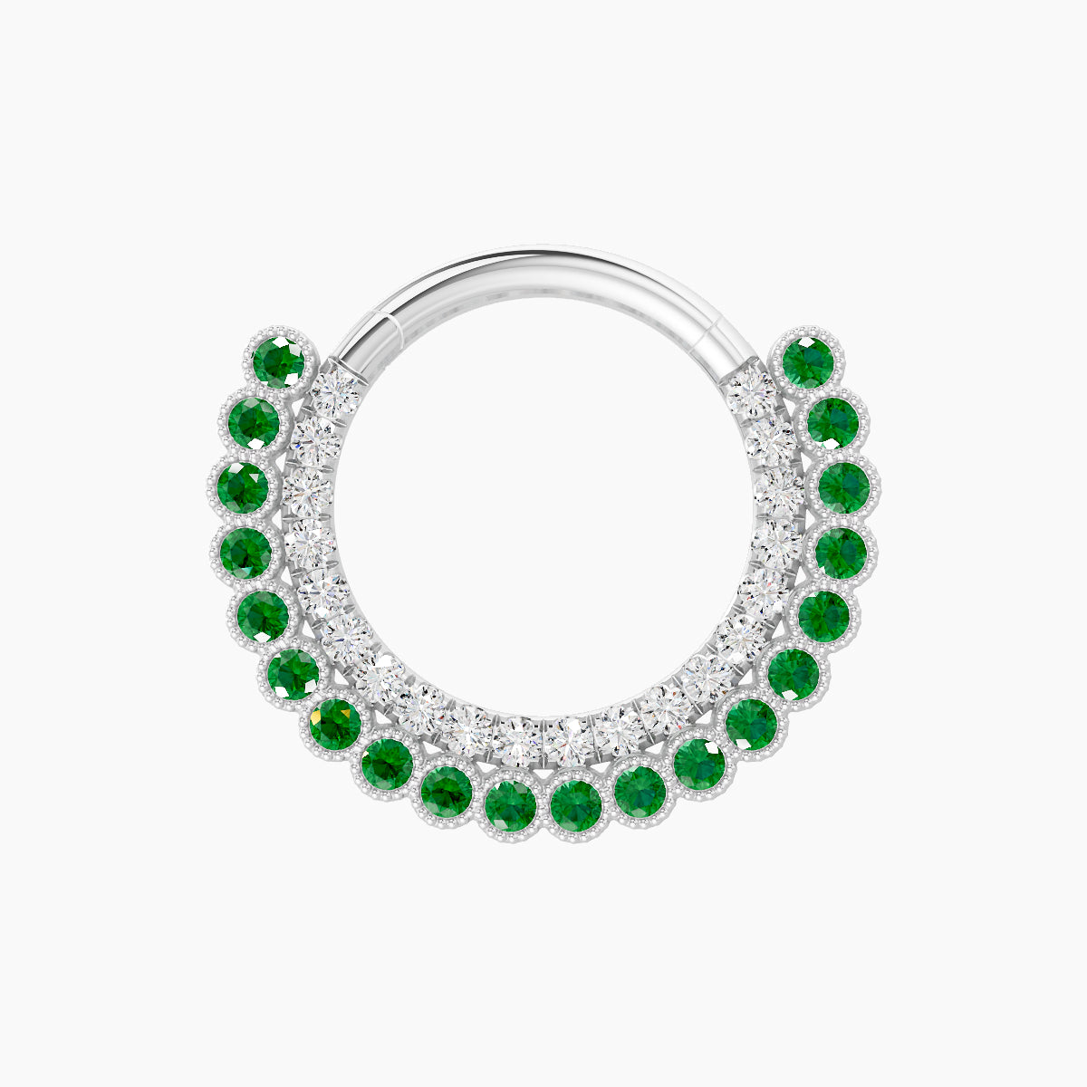 Cassandre | 18k White Gold 9.5 mm Emerald & Diamond Septum Piercing