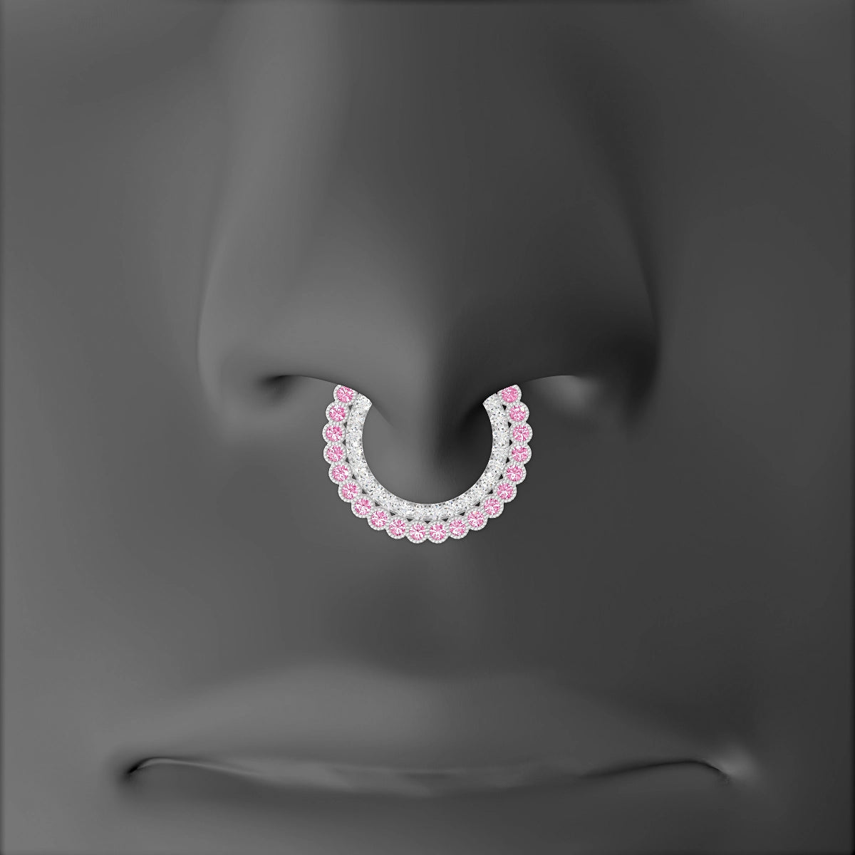 Cassandre | 18k White Gold 9.5 mm Pink Sapphire & Diamond Septum Piercing