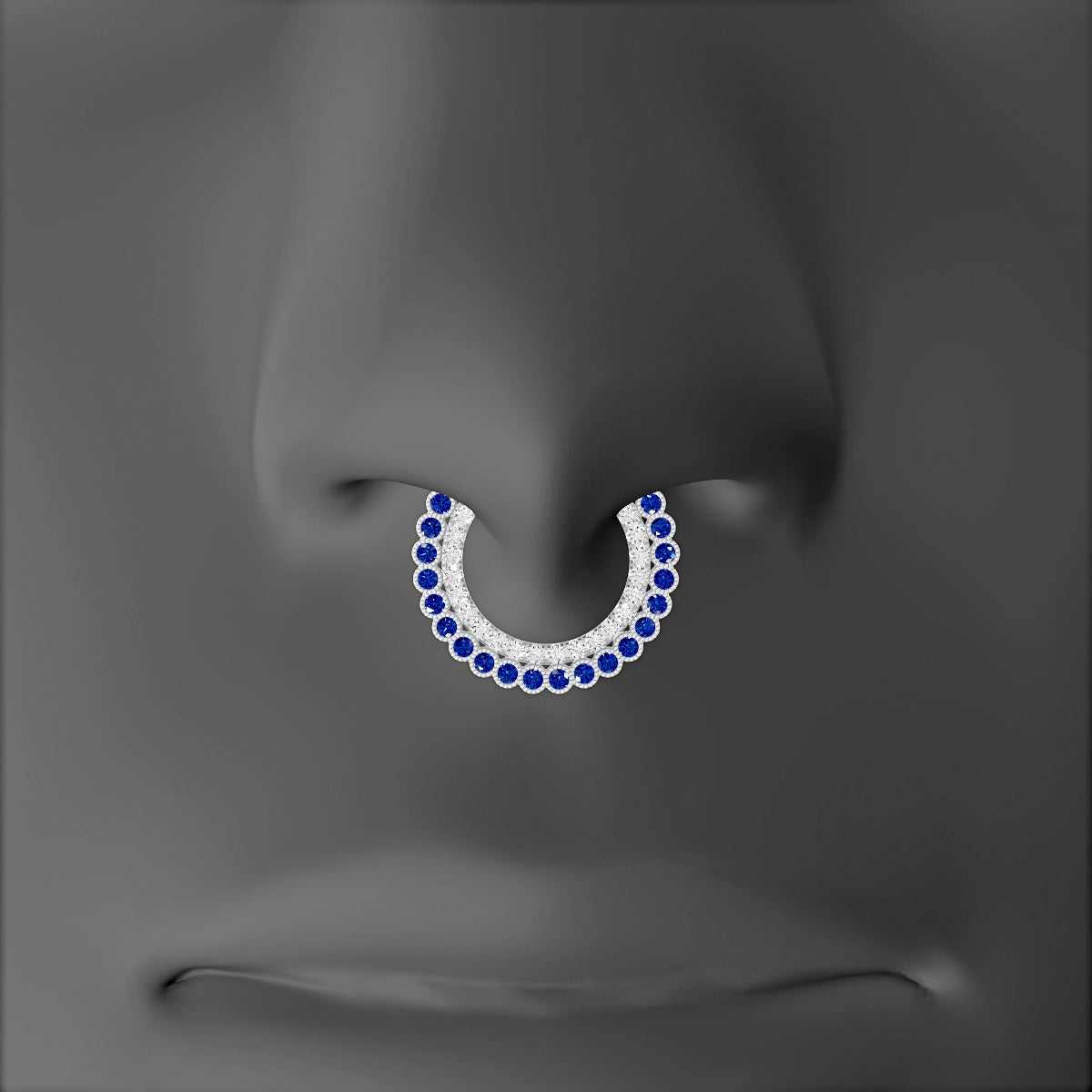 Cassandre | 18k White Gold 9.5 mm Sapphire & Diamond Septum Piercing