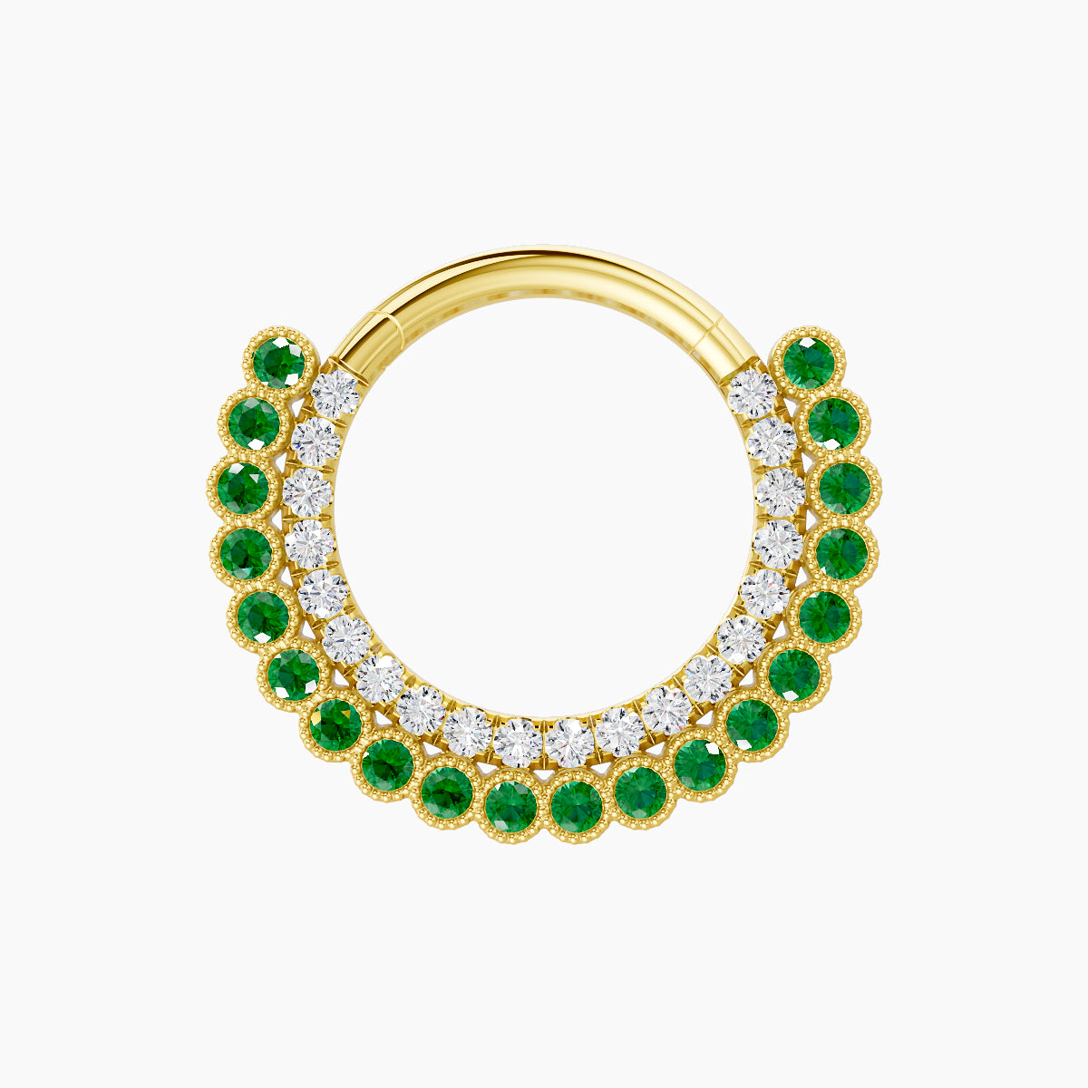 Cassandre | 18k Yellow Gold 9.5 mm Emerald & Diamond Septum Piercing