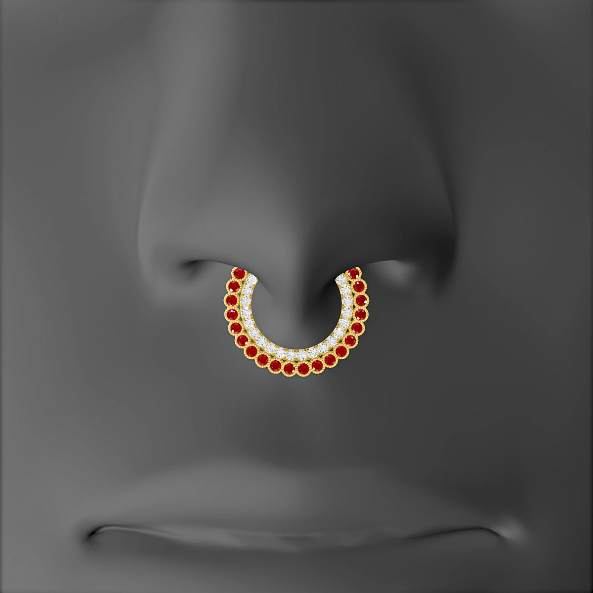 Cassandre | 18k Yellow Gold 9.5 mm Ruby & Diamond Septum Piercing