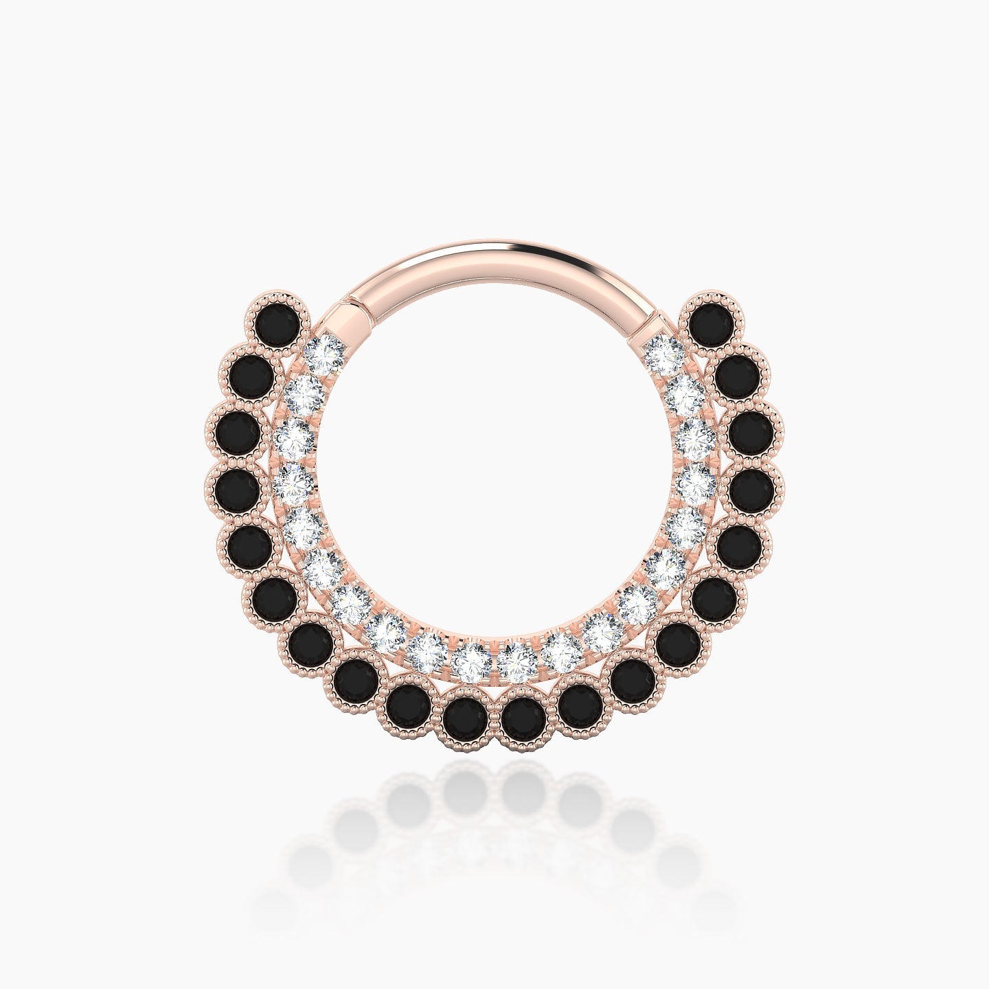 Cassandre | 18k Rose Gold 9.5 mm Black Diamond & Diamond Septum Piercing