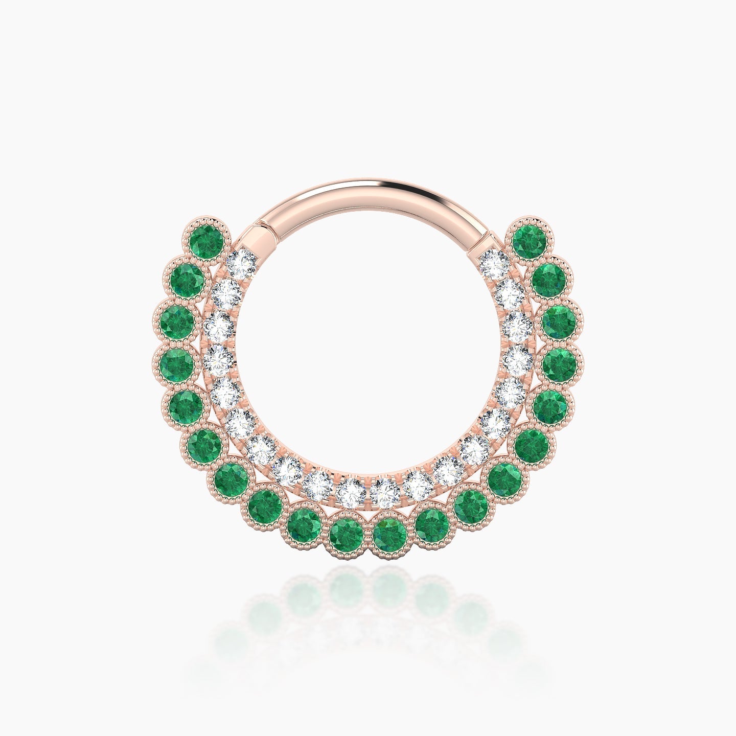 Cassandre | 18k Rose Gold 9.5 mm Emerald & Diamond Septum Piercing