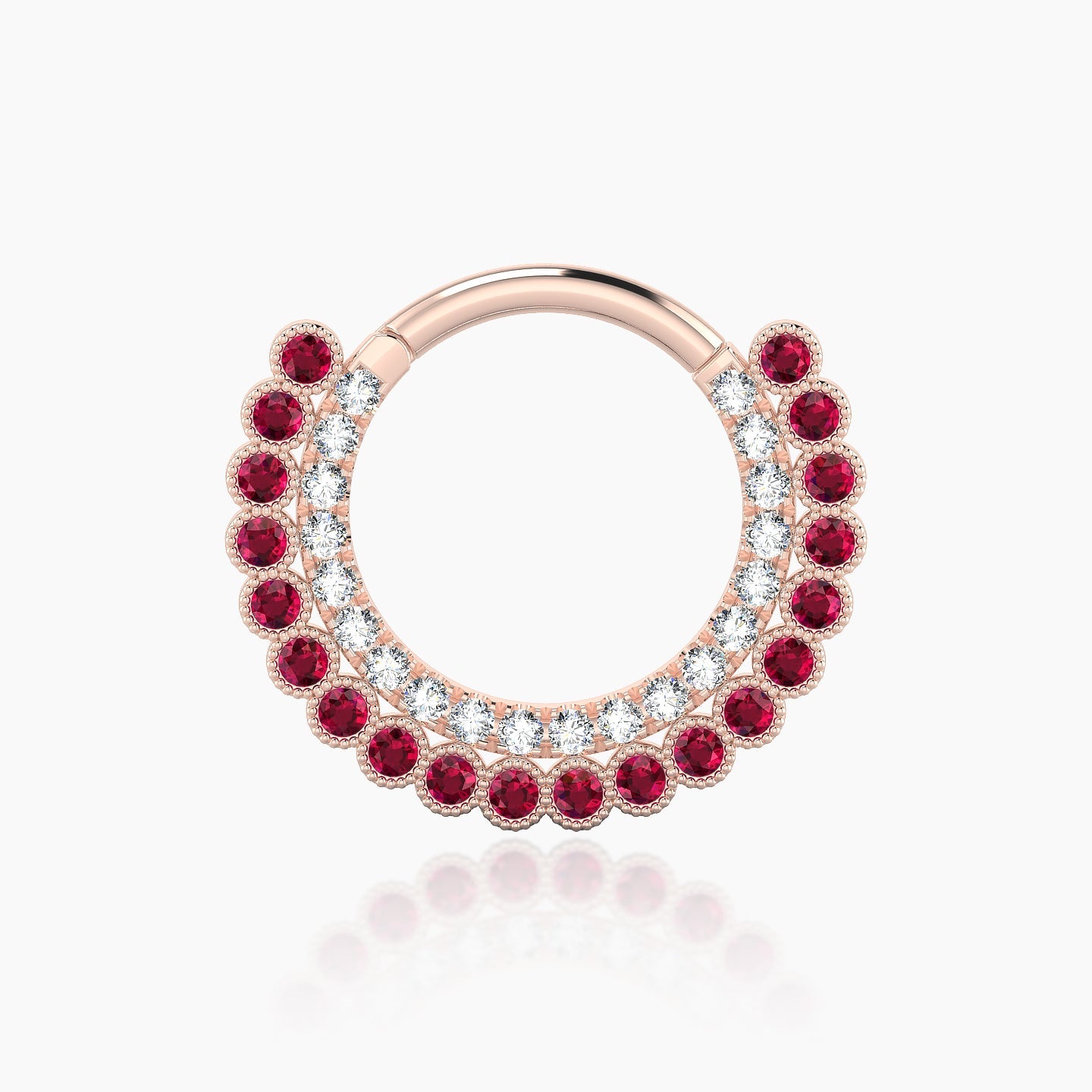 Cassandre | 18k Rose Gold 9.5 mm Ruby & Diamond Septum Piercing