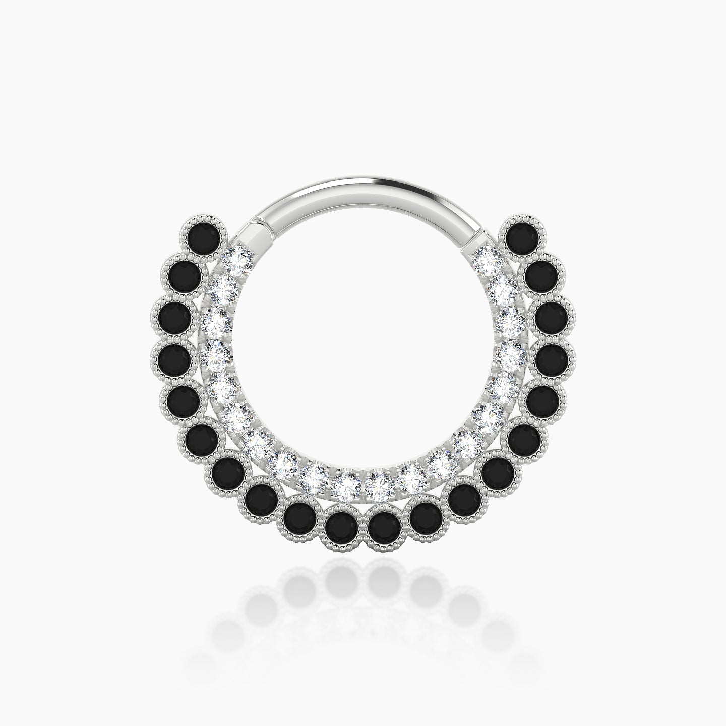 Cassandre | 18k White Gold 9.5 mm Black Diamond & Diamond Septum Piercing