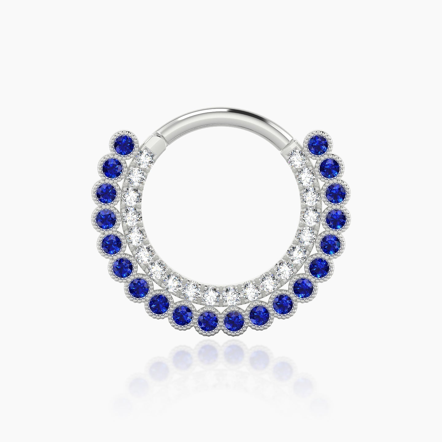 Cassandre | 18k White Gold 9.5 mm Sapphire & Diamond Septum Piercing