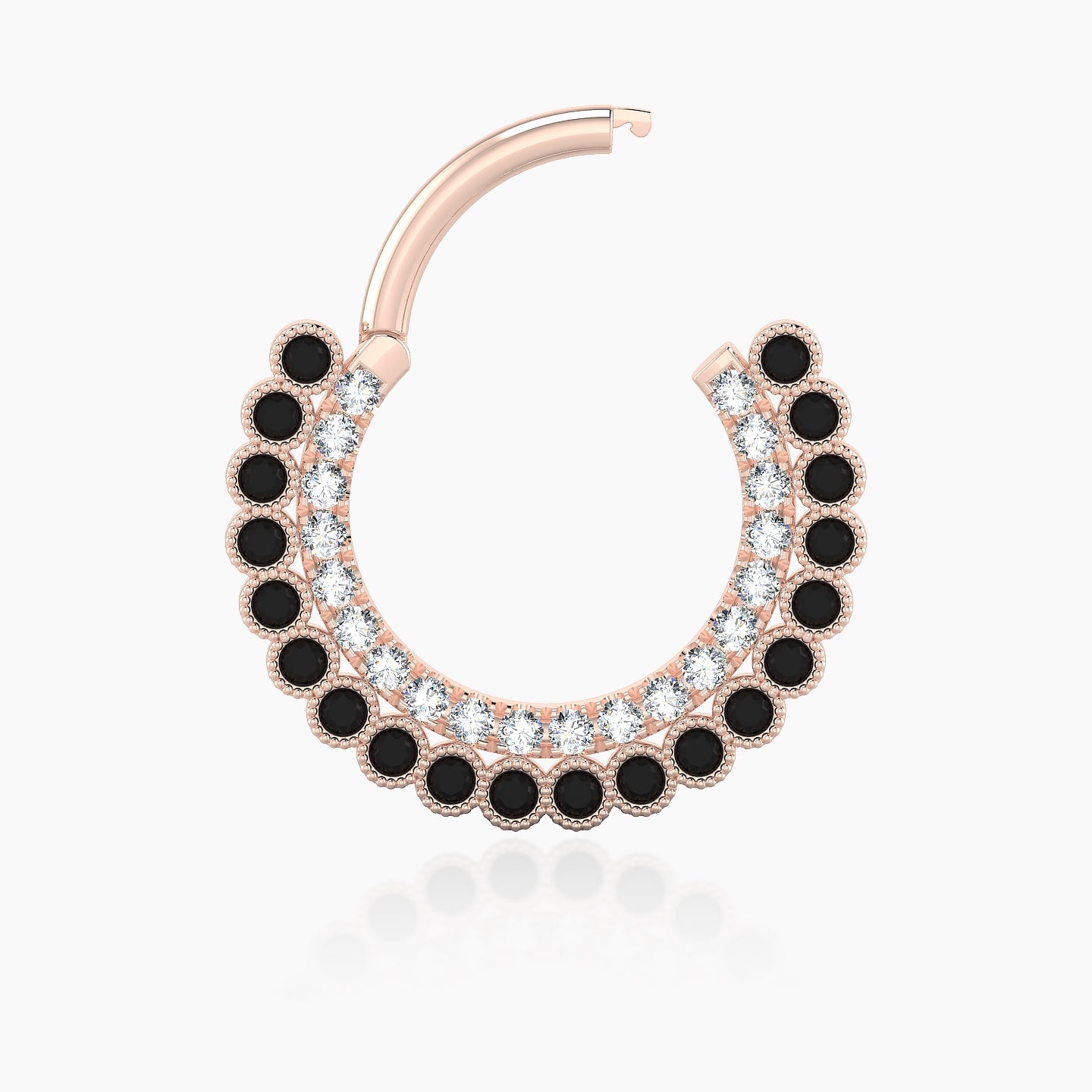 Cassandre | 18k Rose Gold 9.5 mm Black Diamond & Diamond Septum Piercing