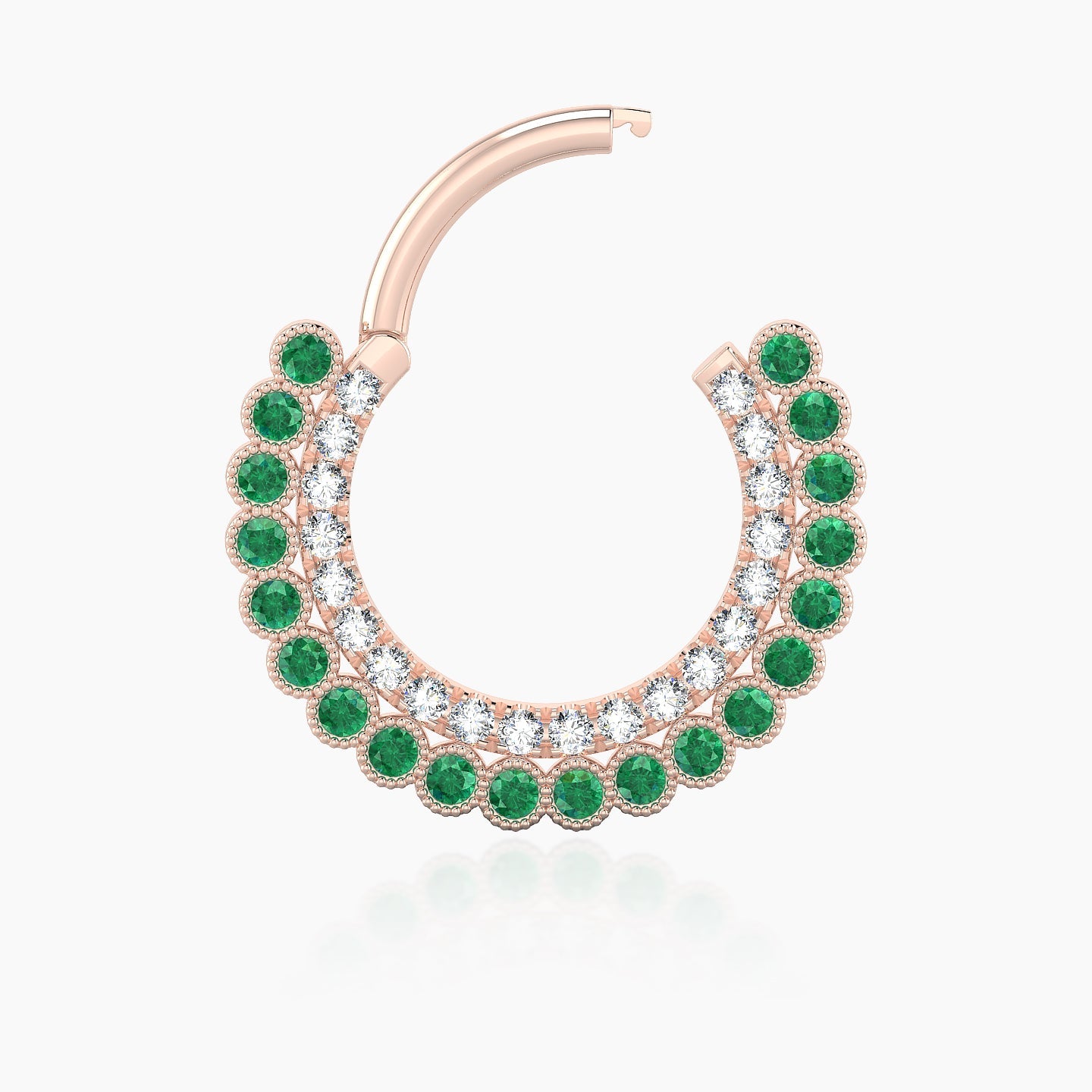 Cassandre | 18k Rose Gold 9.5 mm Emerald & Diamond Septum Piercing