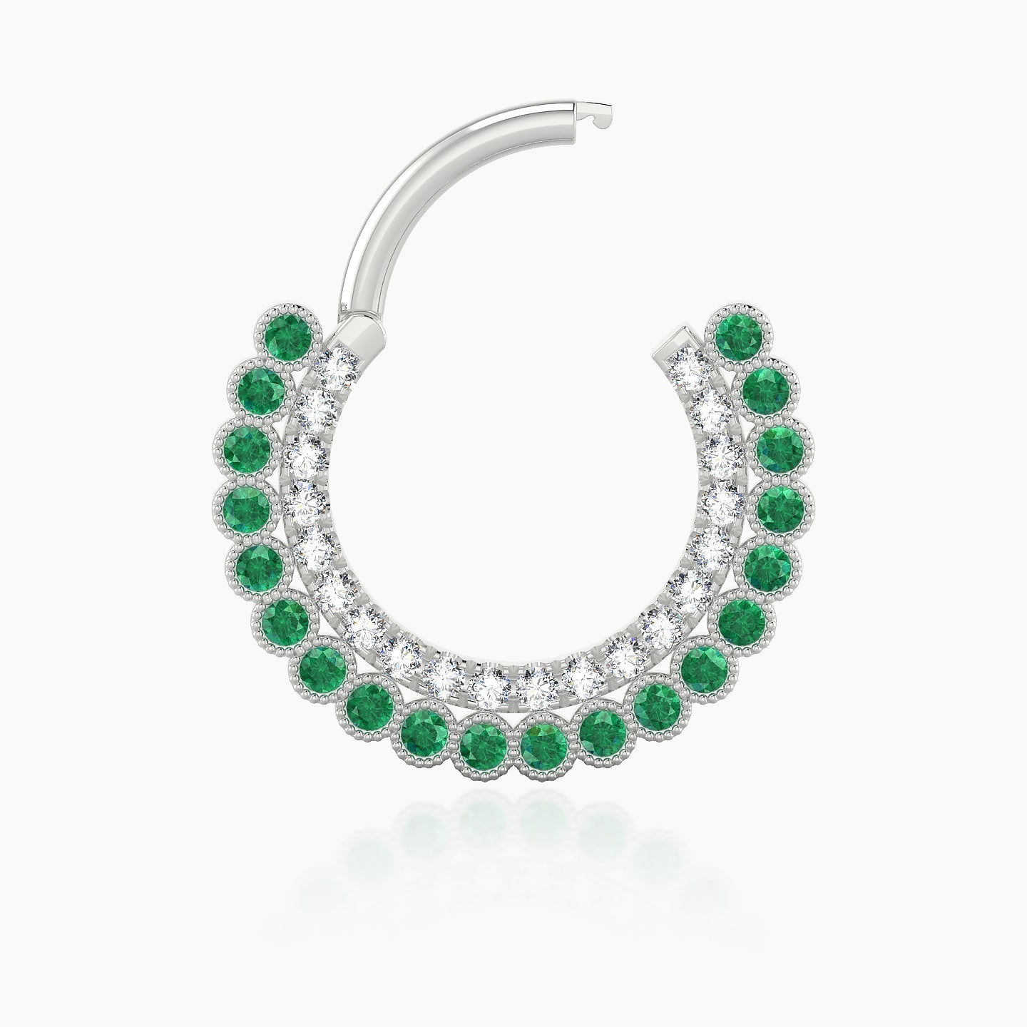 Cassandre | 18k White Gold 9.5 mm Emerald & Diamond Septum Piercing