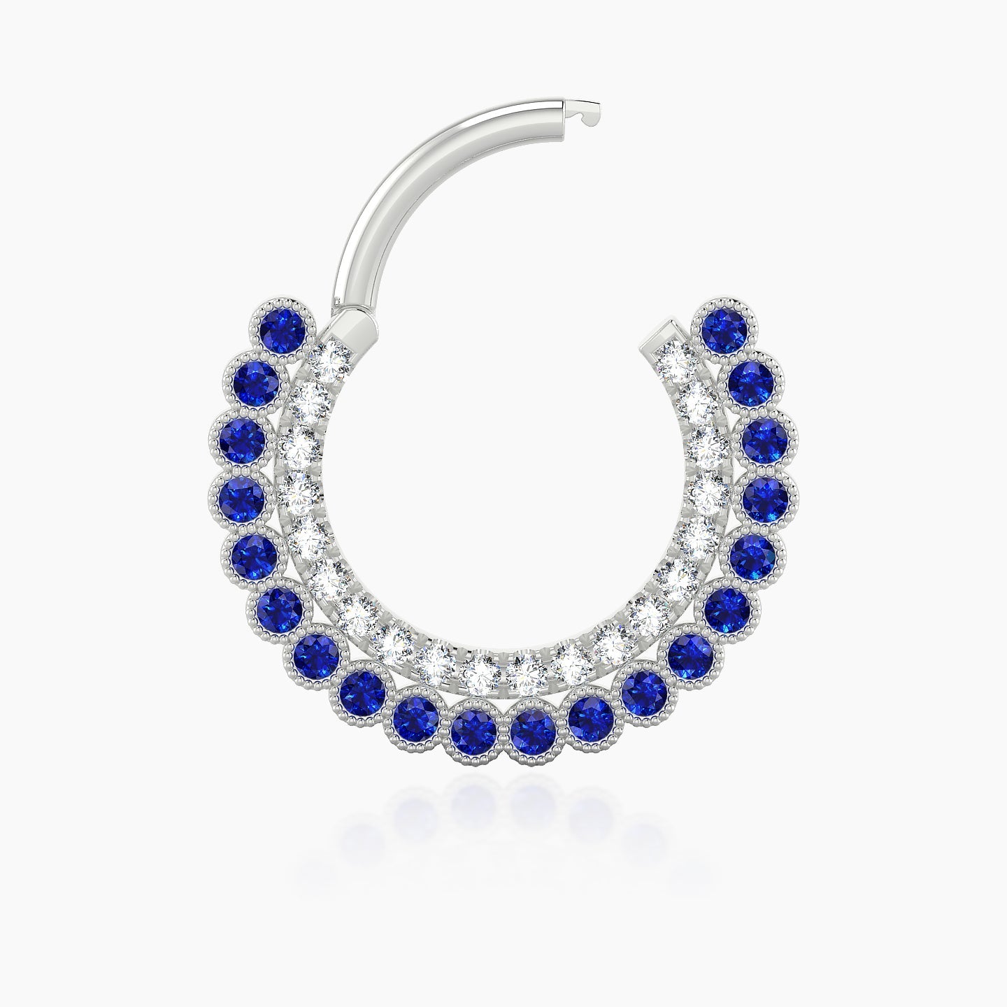 Cassandre | 18k White Gold 9.5 mm Sapphire & Diamond Septum Piercing