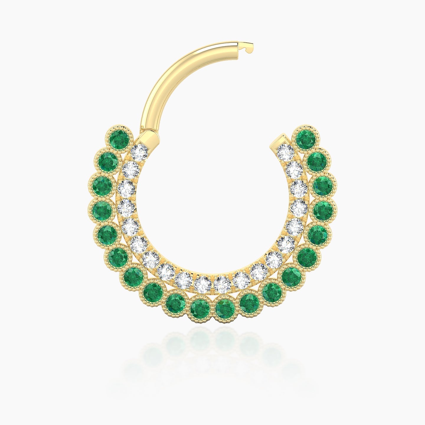 Cassandre | 18k Yellow Gold 9.5 mm Emerald & Diamond Septum Piercing