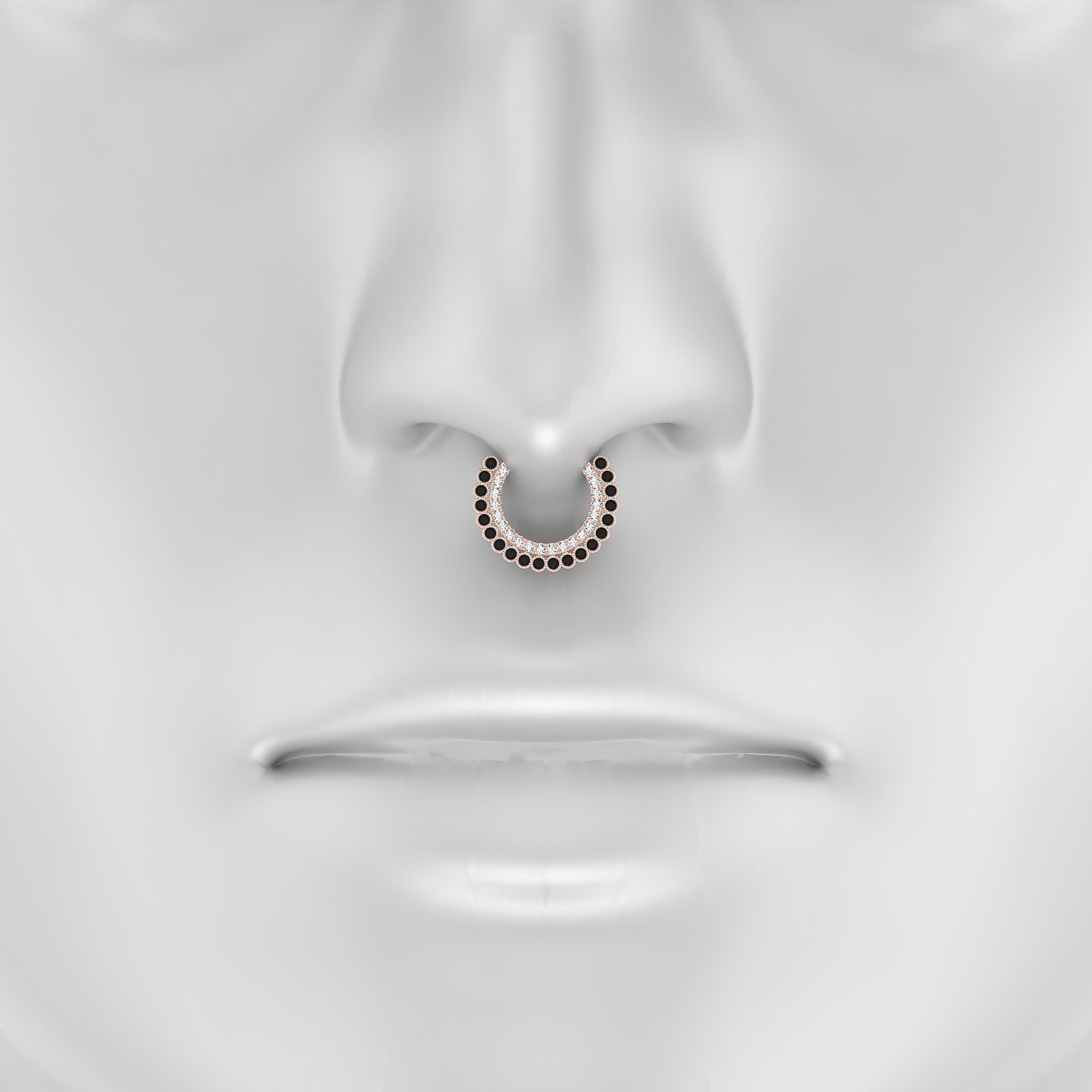 Cassandre | 18k Rose Gold 9.5 mm Black Diamond & Diamond Septum Piercing