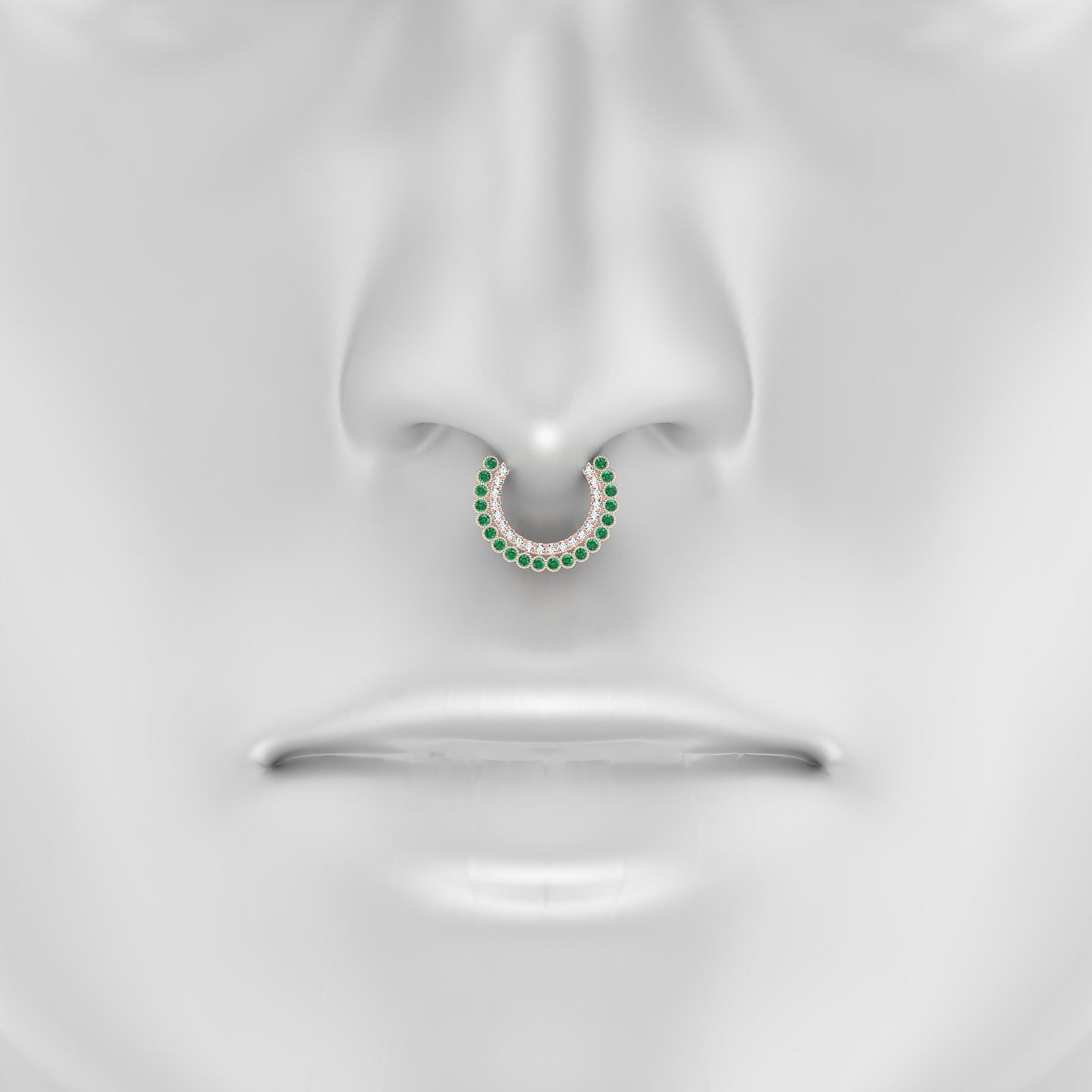 Cassandre | 18k Rose Gold 9.5 mm Emerald & Diamond Septum Piercing