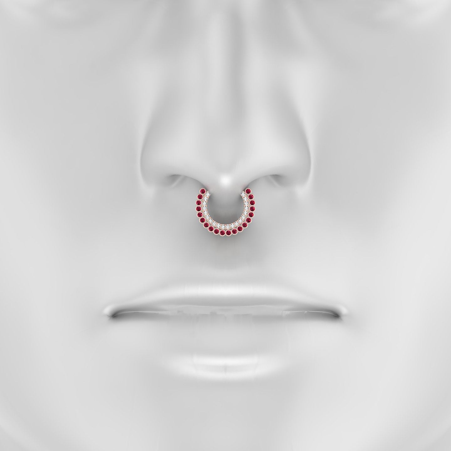 Cassandre | 18k Rose Gold 9.5 mm Ruby & Diamond Septum Piercing