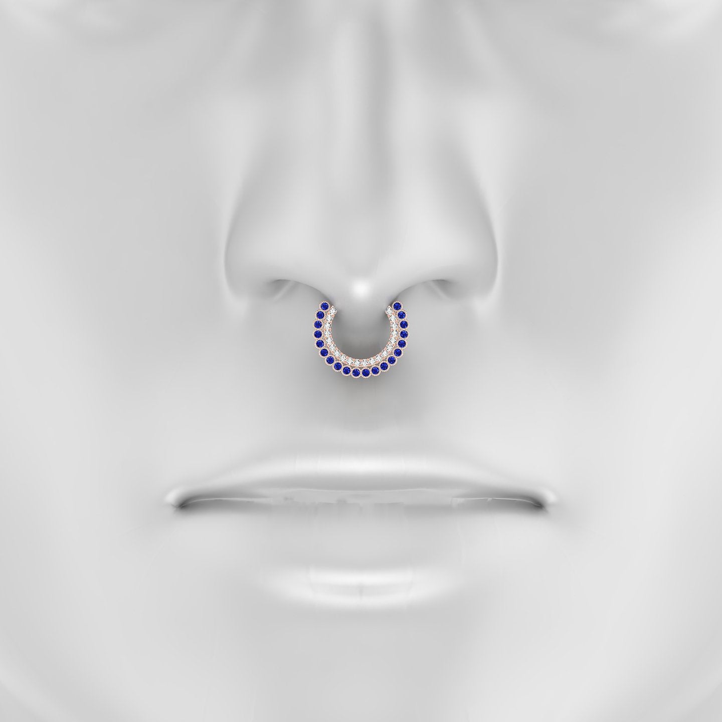 Cassandre | 18k Rose Gold 9.5 mm Sapphire & Diamond Septum Piercing