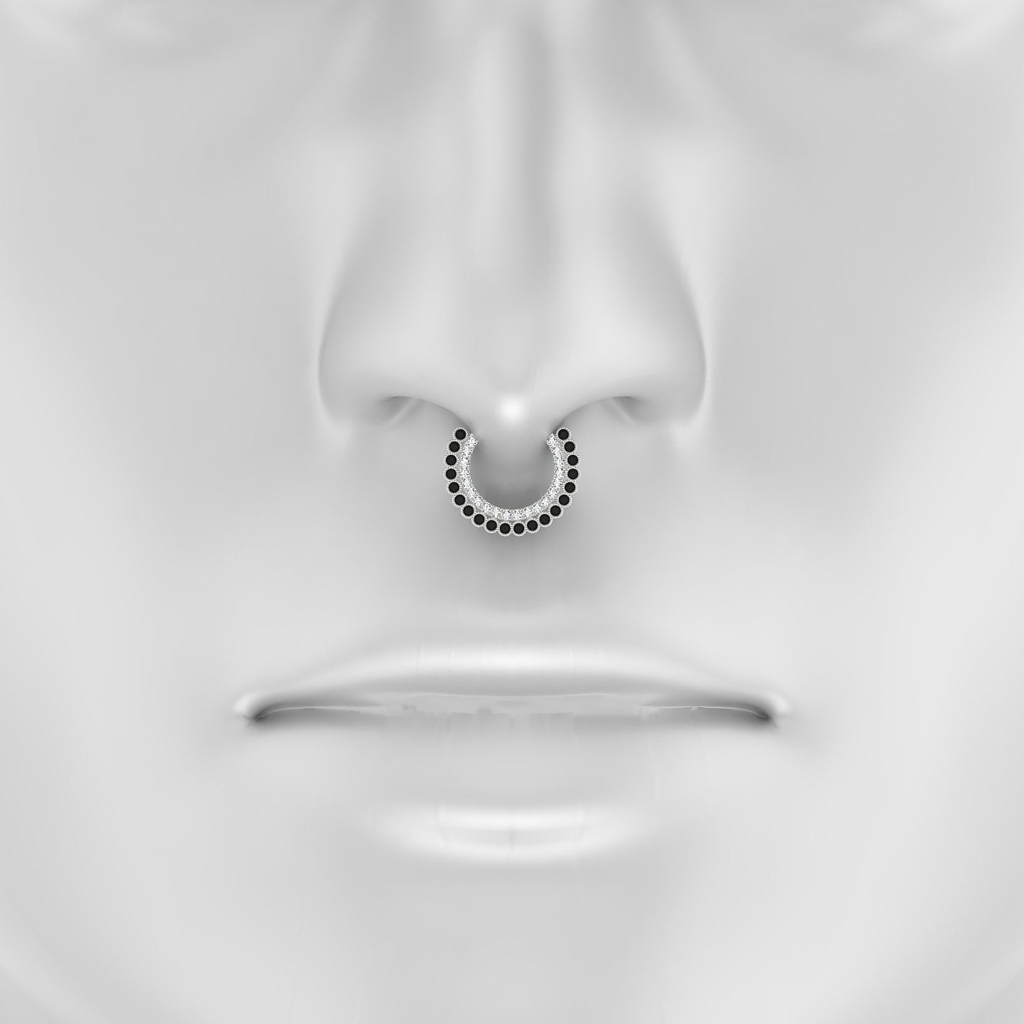 Cassandre | 18k White Gold 9.5 mm Black Diamond & Diamond Septum Piercing