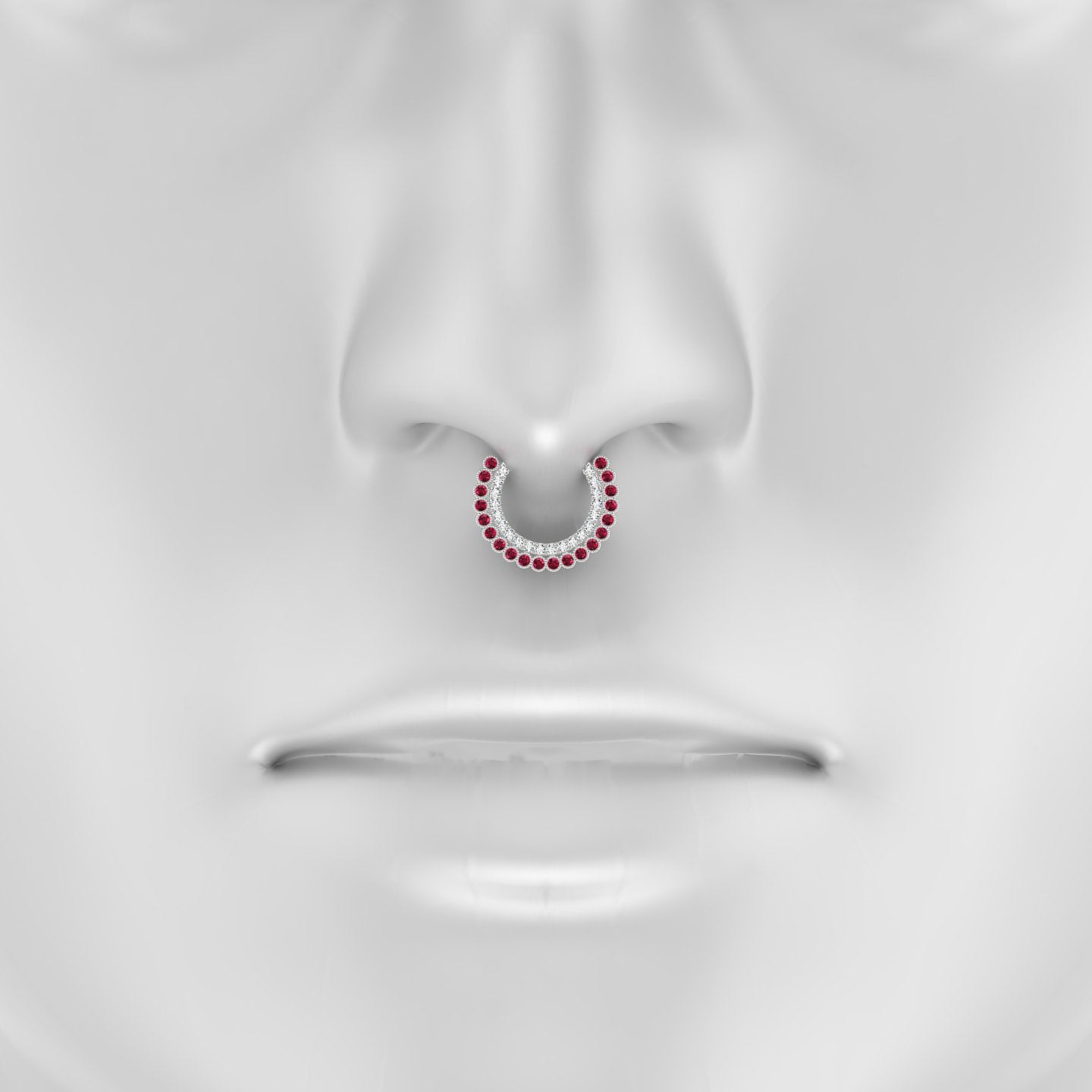 Cassandre | 18k White Gold 9.5 mm Ruby & Diamond Septum Piercing