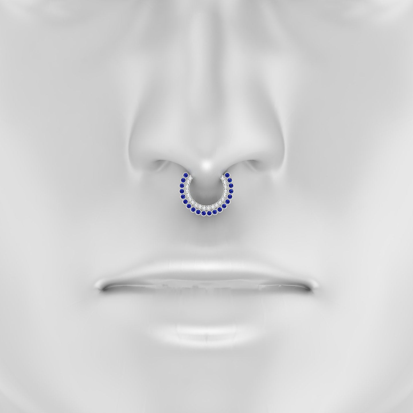 Cassandre | 18k White Gold 9.5 mm Sapphire & Diamond Septum Piercing