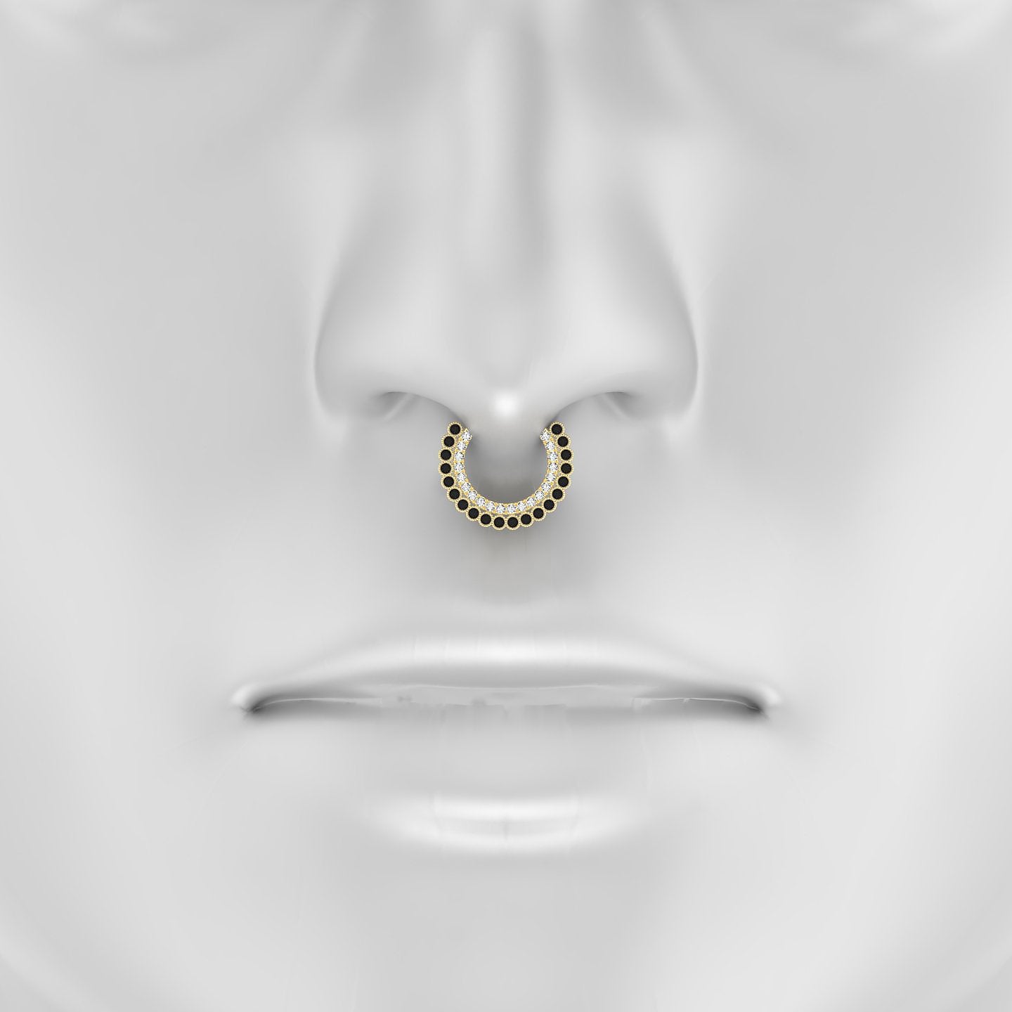 Cassandre | 18k Yellow Gold 9.5 mm Black Diamond & Diamond Septum Piercing