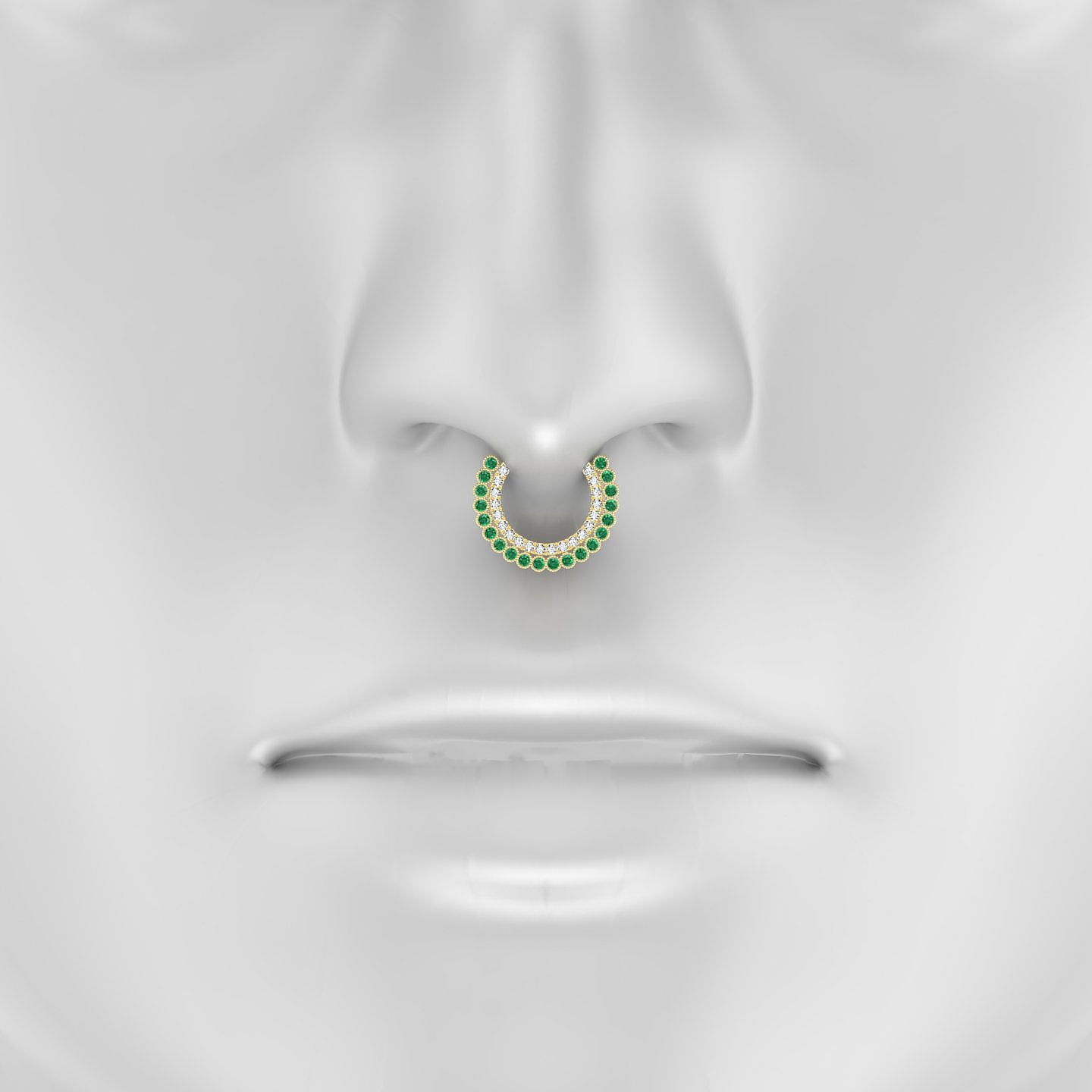 Cassandre | 18k Yellow Gold 9.5 mm Emerald & Diamond Septum Piercing