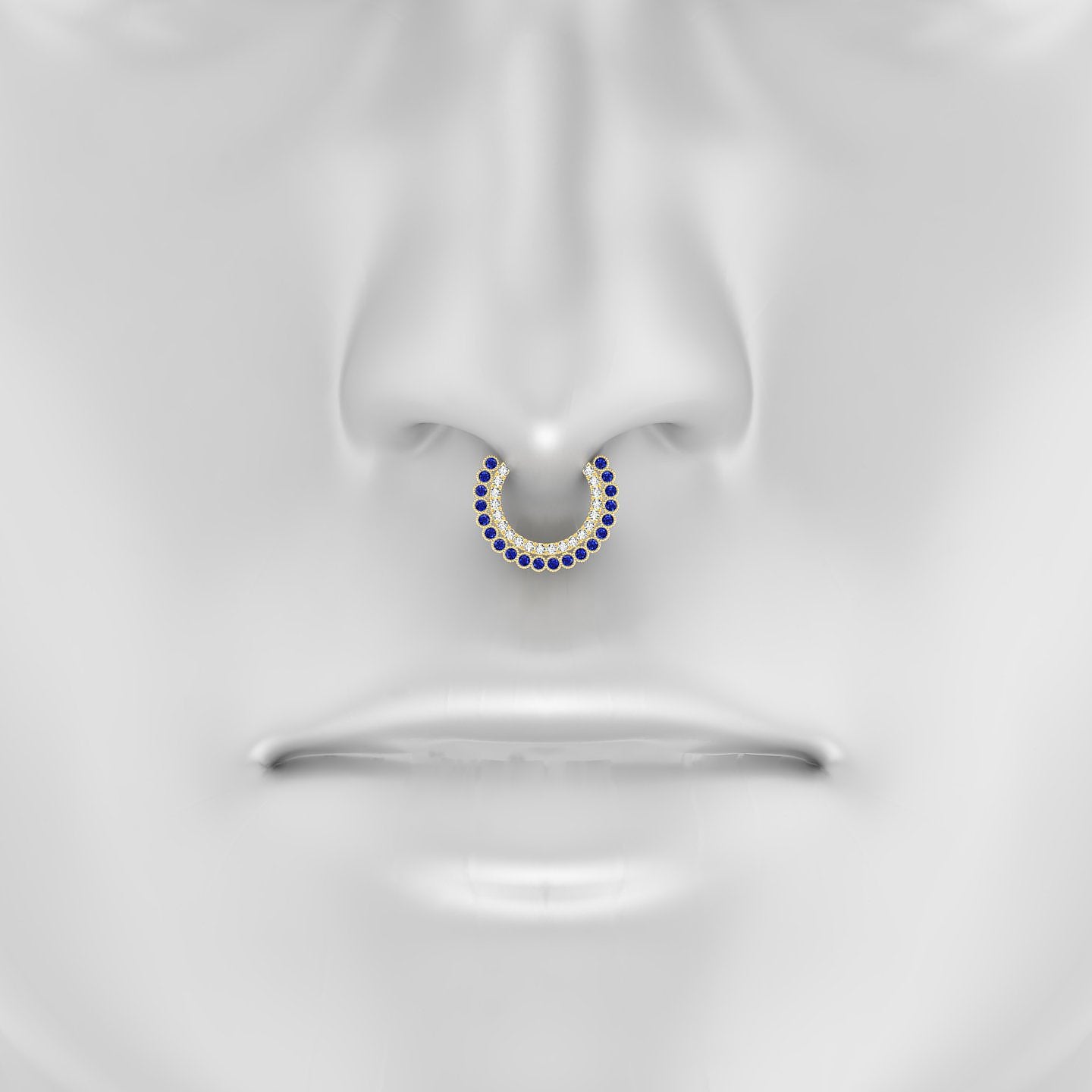 Cassandre | 18k Yellow Gold 9.5 mm Sapphire & Diamond Septum Piercing