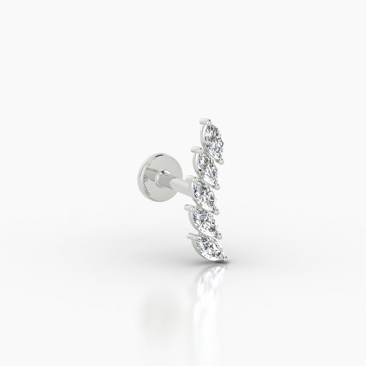 Celeste | 18k White Gold 11 mm 5 mm Long Diamond Right Piercing