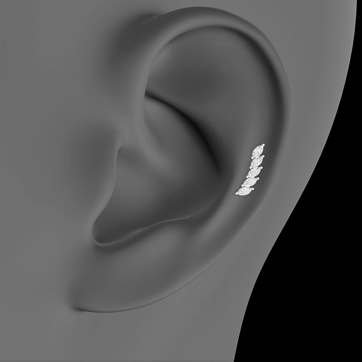 Celeste | 18k White Gold 11 mm 6.5 mm Long Diamond Left Piercing