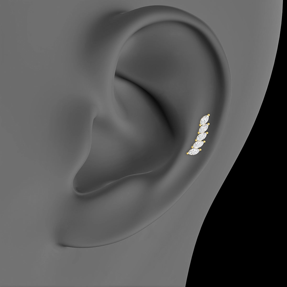 Celeste | 18k Yellow Gold 11 mm 6.5 mm Long Diamond Left Piercing