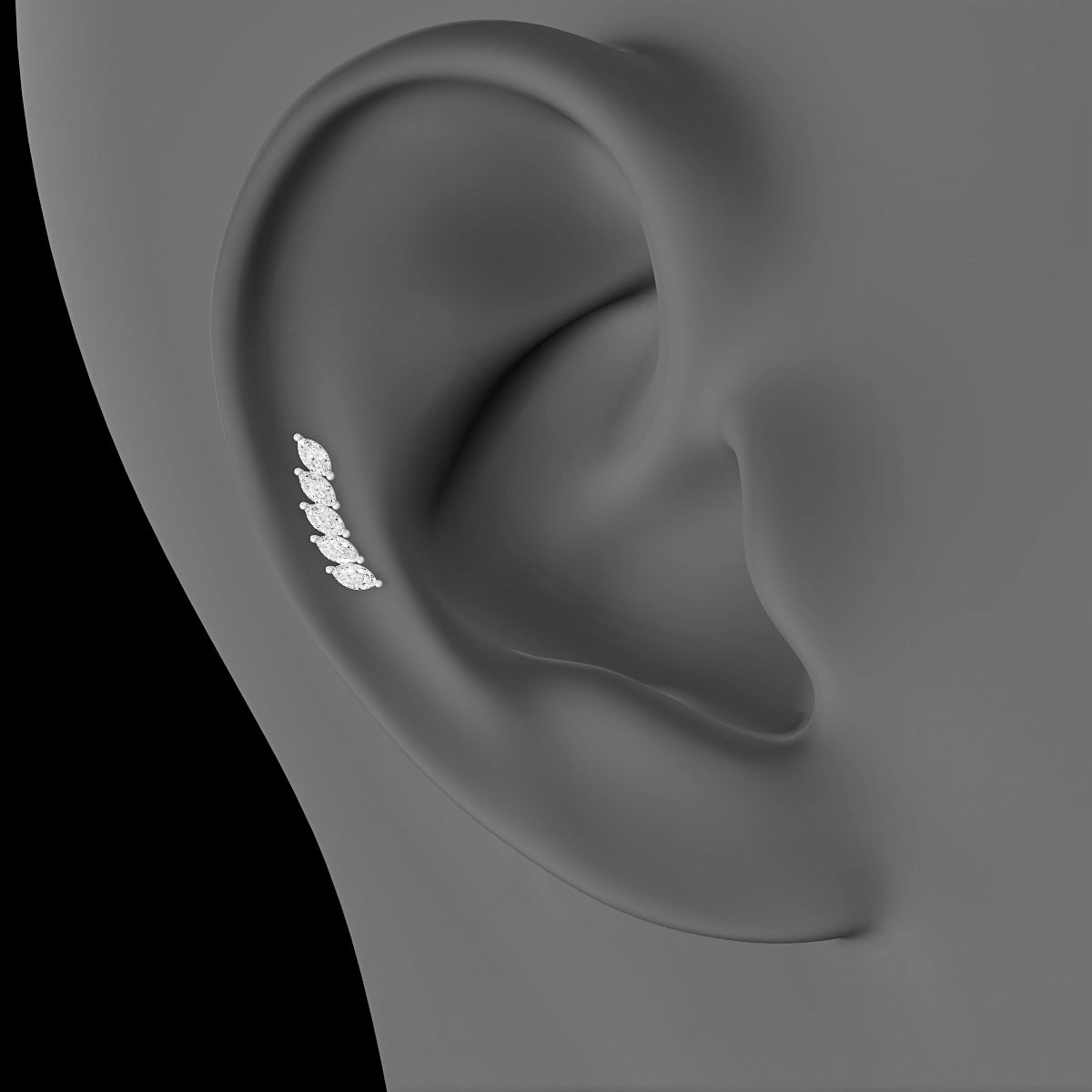 Celeste | 18k White Gold 11 mm 6.5 mm Long Diamond Right Piercing