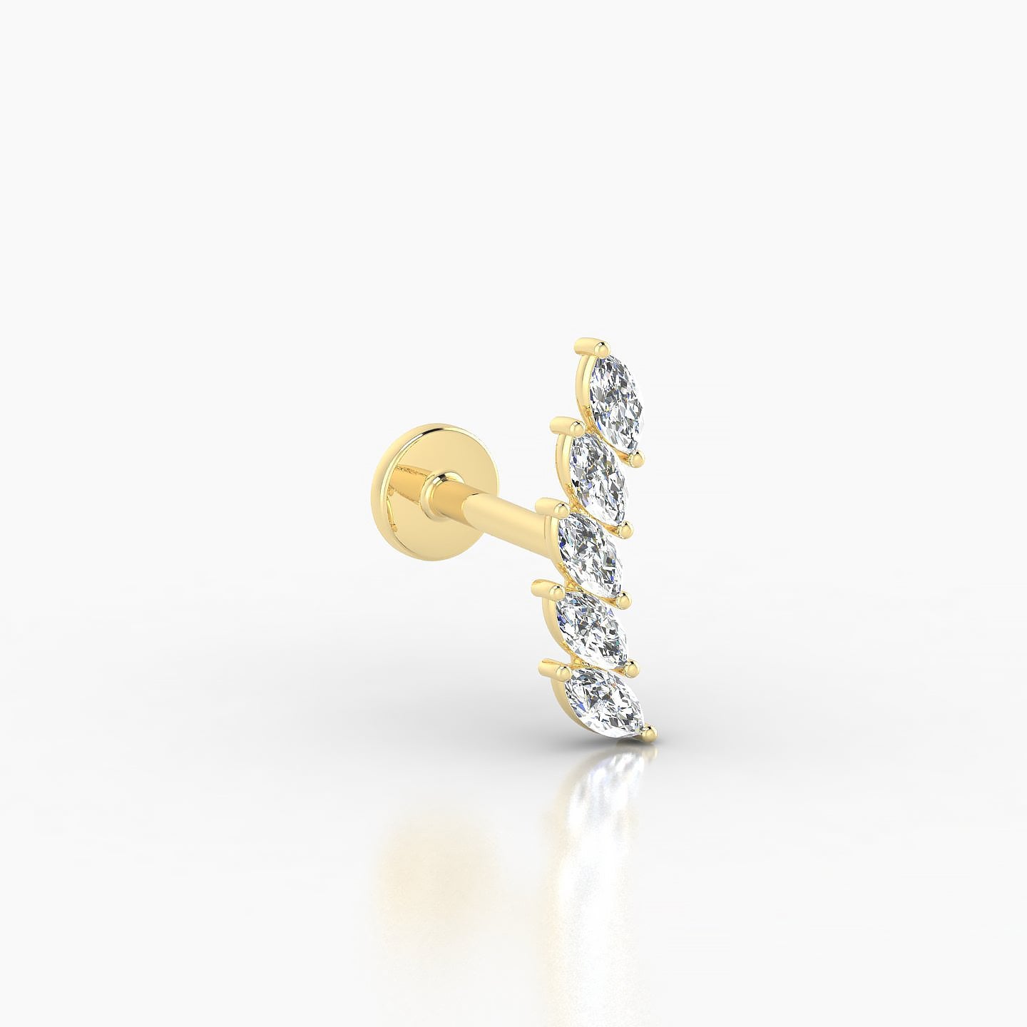 Celeste | 18k Yellow Gold 11 mm 6.5 mm Long Diamond Right Piercing