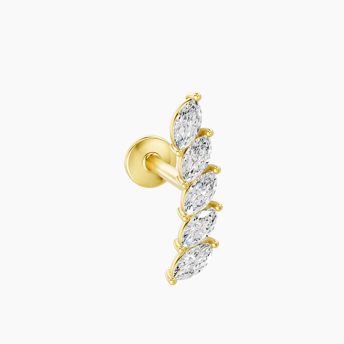 Celeste | 18k Yellow Gold 11 mm 8 mm Long Diamond Left Piercing