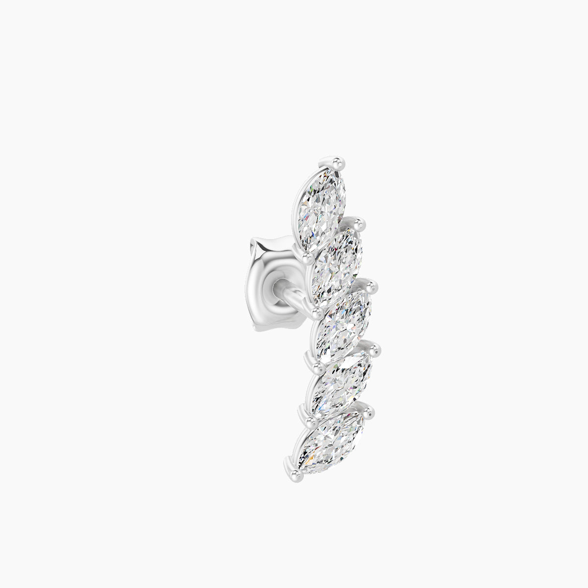 Celeste | 18k White Gold 11 mm Long Diamond Left Earring