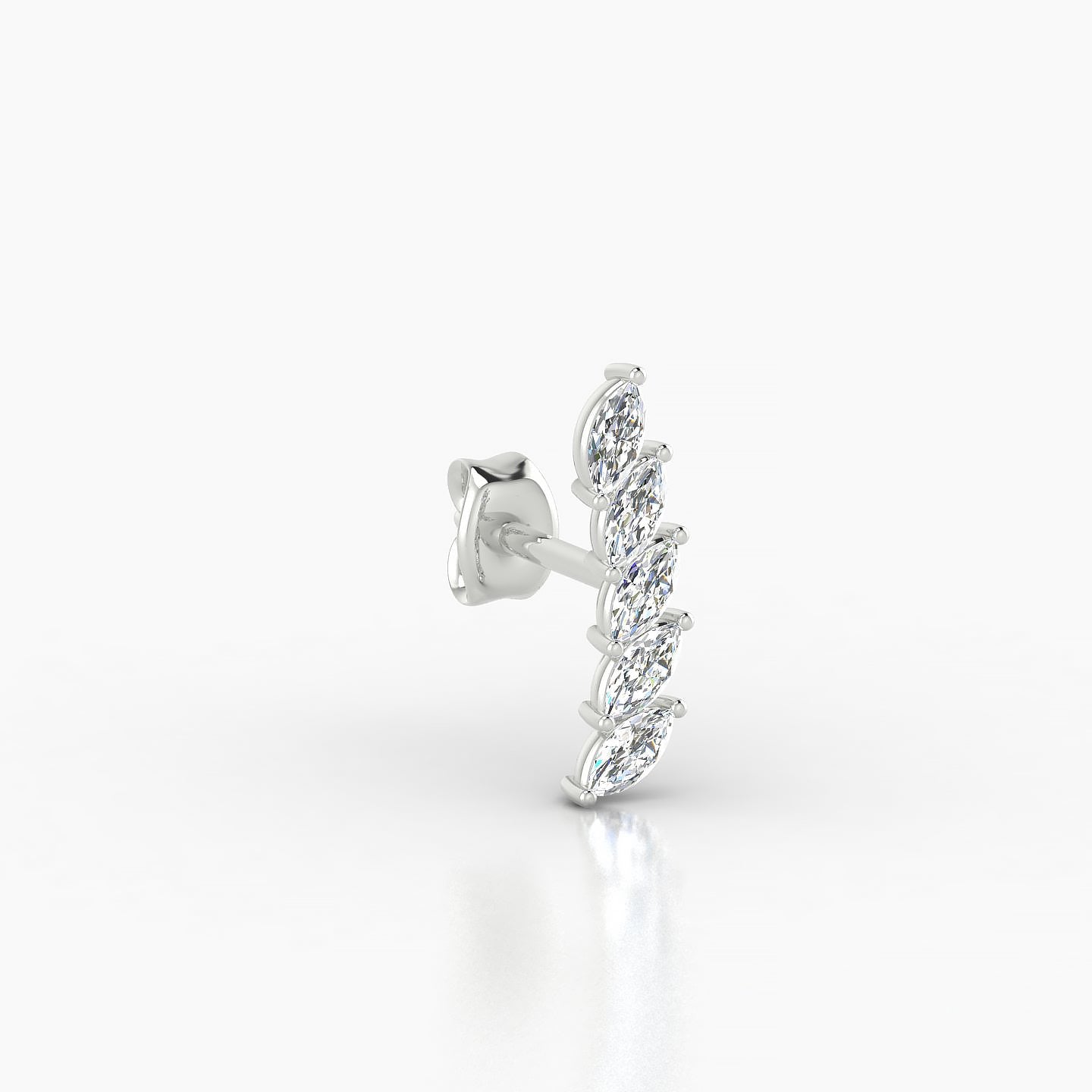 Celeste | 18k White Gold 11 mm Long Diamond Left Earring