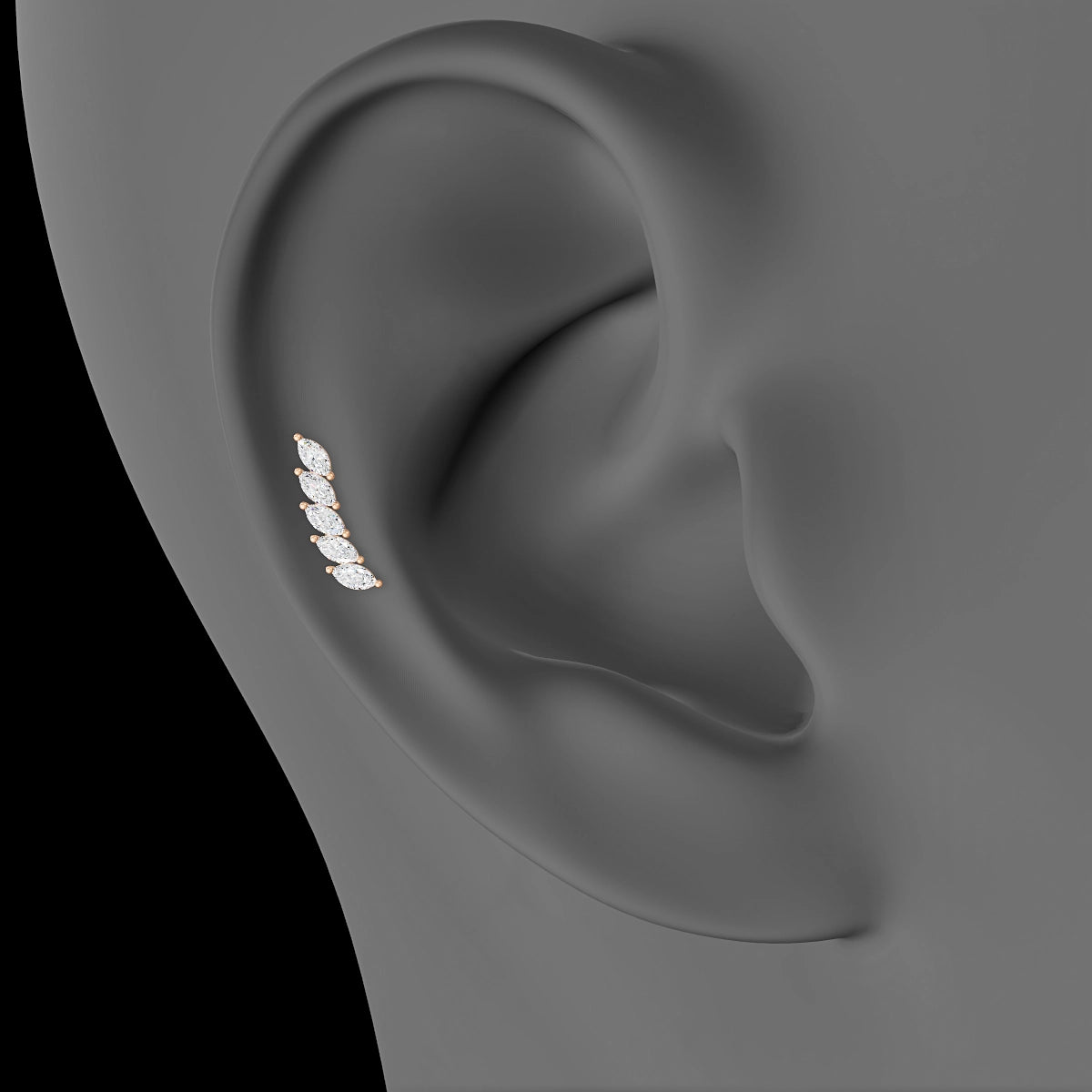 Celeste | 18k Rose Gold 11 mm Long Diamond Right Earring