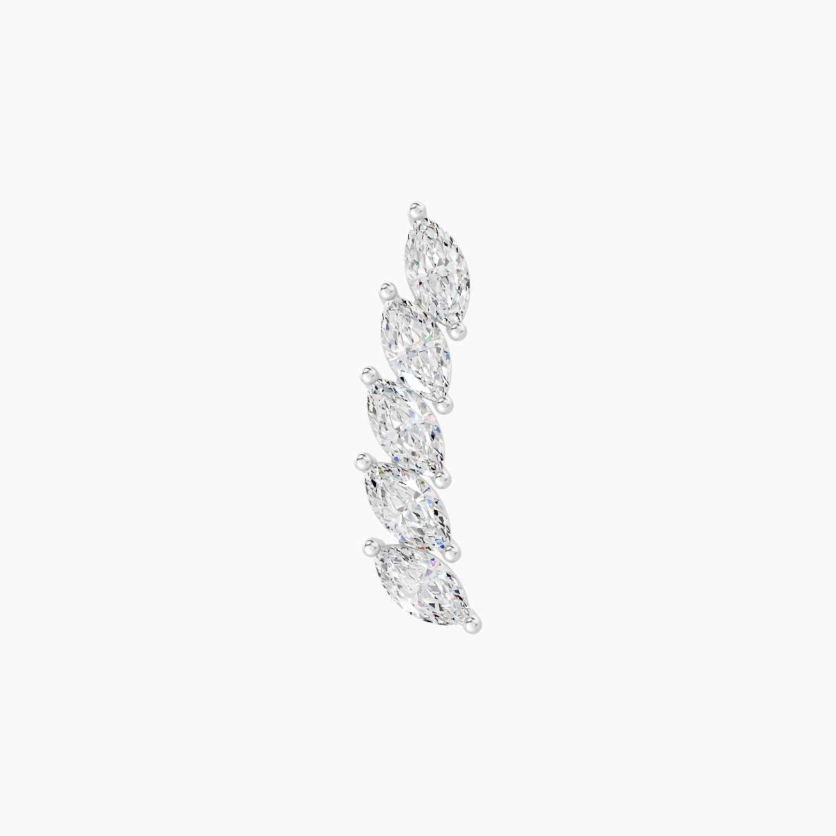 Celeste | 18k White Gold 11 mm Long Diamond Right Earring