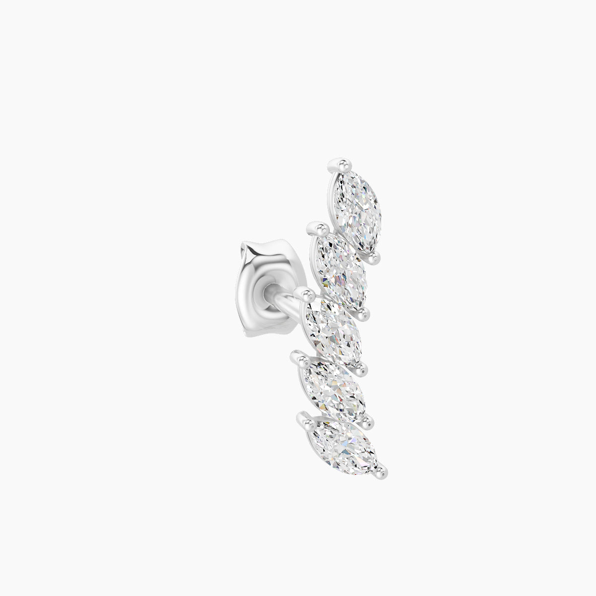 Celeste | 18k White Gold 11 mm Long Diamond Right Earring