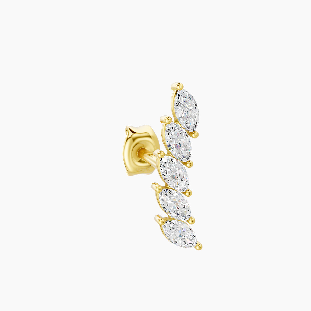 Celeste | 18k Yellow Gold 11 mm Long Diamond Right Earring