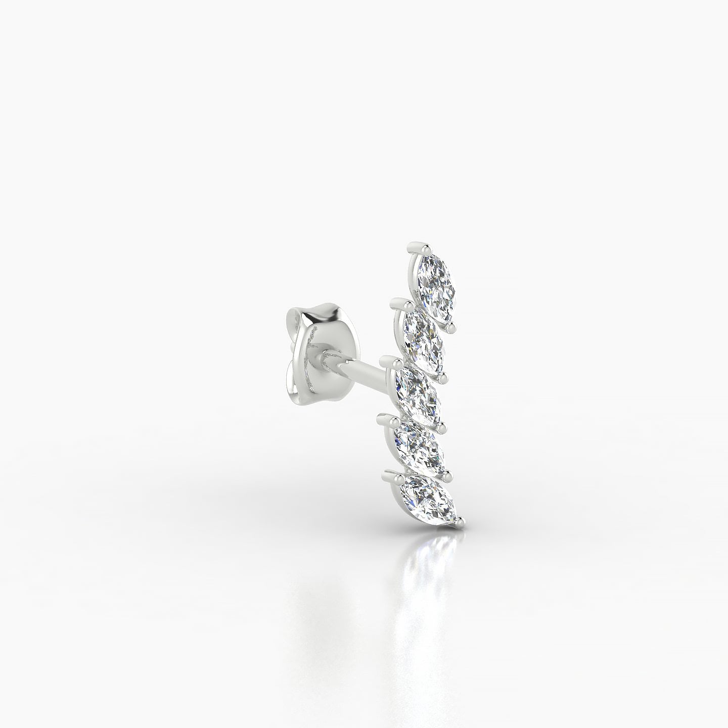 Celeste | 18k White Gold 11 mm Long Diamond Right Earring