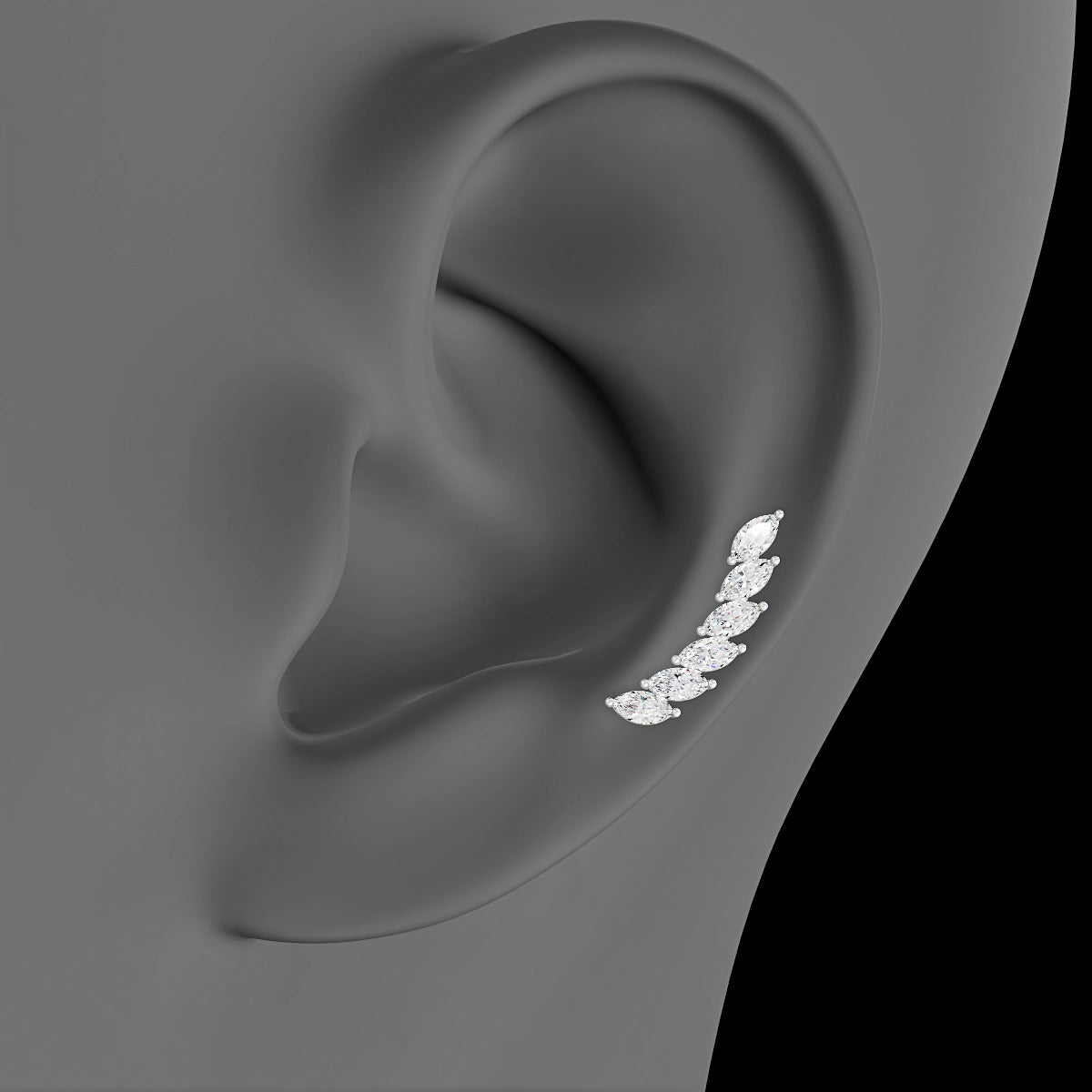 Celeste L | 18k White Gold 16.4 mm 5 mm Long Diamond Left Piercing
