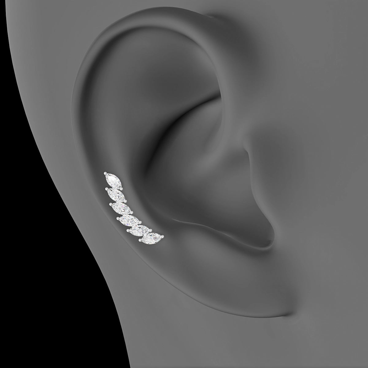 Celeste L | 18k White Gold 16.4 mm 6.5 mm Long Diamond Right Piercing