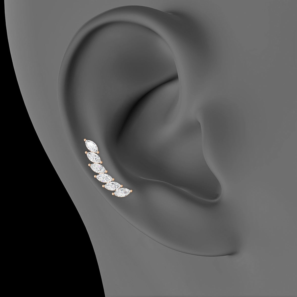Celeste L | 18k Rose Gold 16.4 mm 8 mm Long Diamond Right Piercing