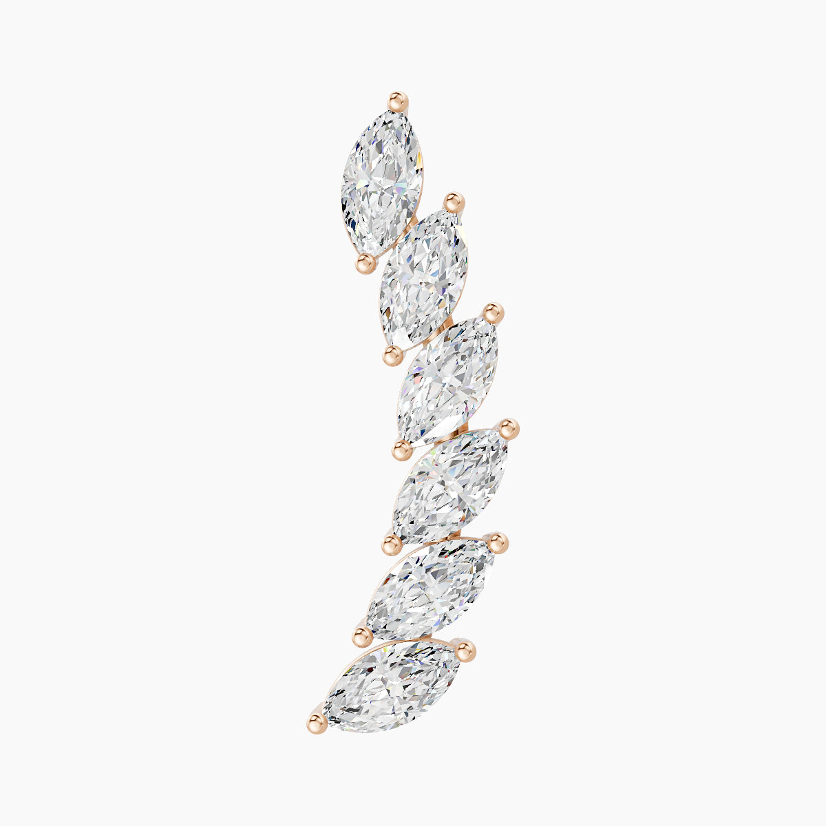 Celeste L | 18k Rose Gold 16.4 mm Long Diamond Left Earring