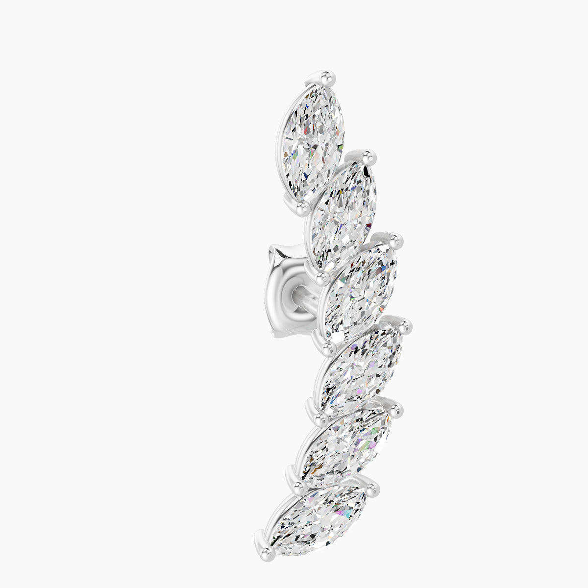 Celeste L | 18k White Gold 16.4 mm Long Diamond Left Earring