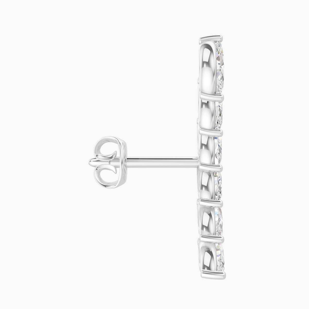 Celeste L | 18k White Gold 16.4 mm Long Diamond Left Earring