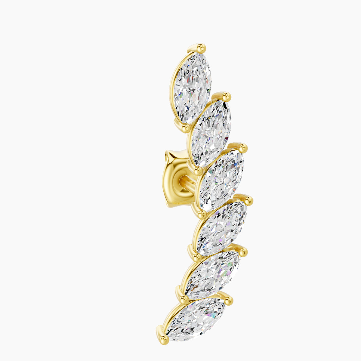 Celeste L | 18k Yellow Gold 16.4 mm Long Diamond Left Earring