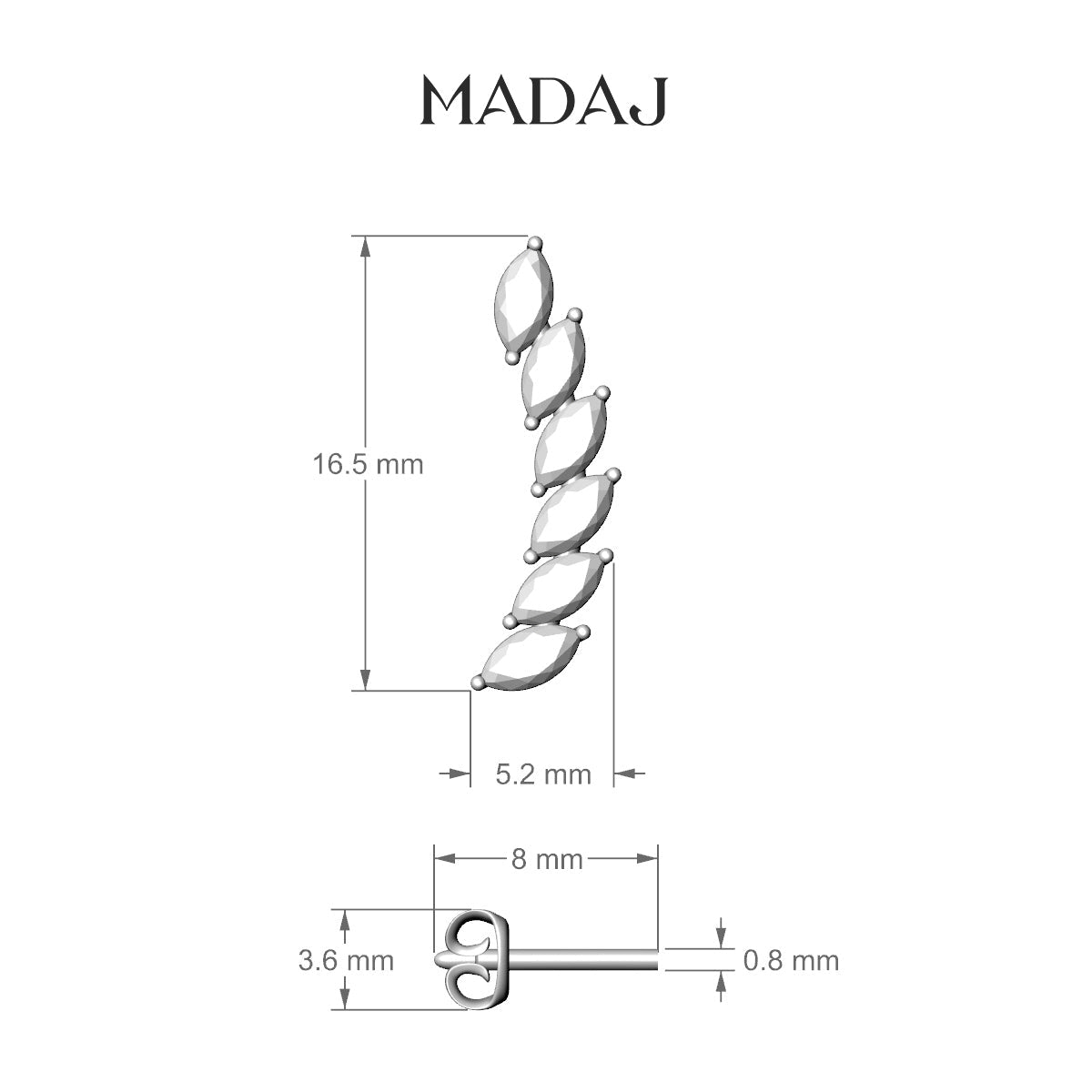 Celeste L | 18k Rose Gold 16.4 mm Long Diamond Left Earring