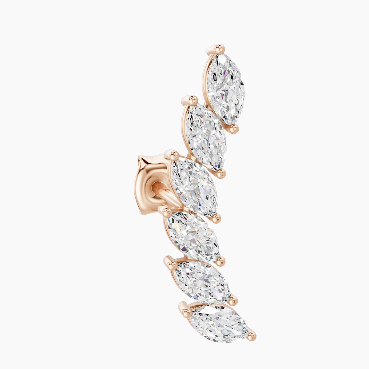 Celeste L | 18k Rose Gold 16.4 mm Long Diamond Right Earring