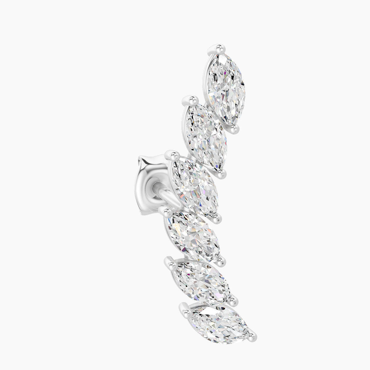 Celeste L | 18k White Gold 16.4 mm Long Diamond Right Earring