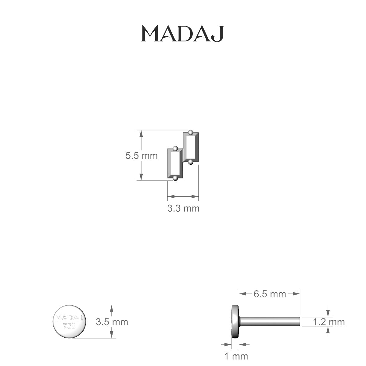 Ceres | 18k Rose Gold 5 mm 6.5 mm Diamond Piercing